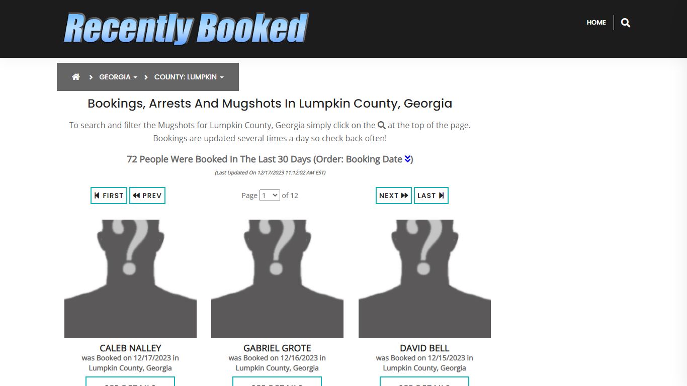 Bookings, Arrests and Mugshots in Lumpkin County, Georgia