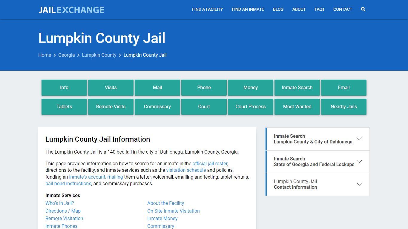 Lumpkin County Jail, GA Inmate Search, Information