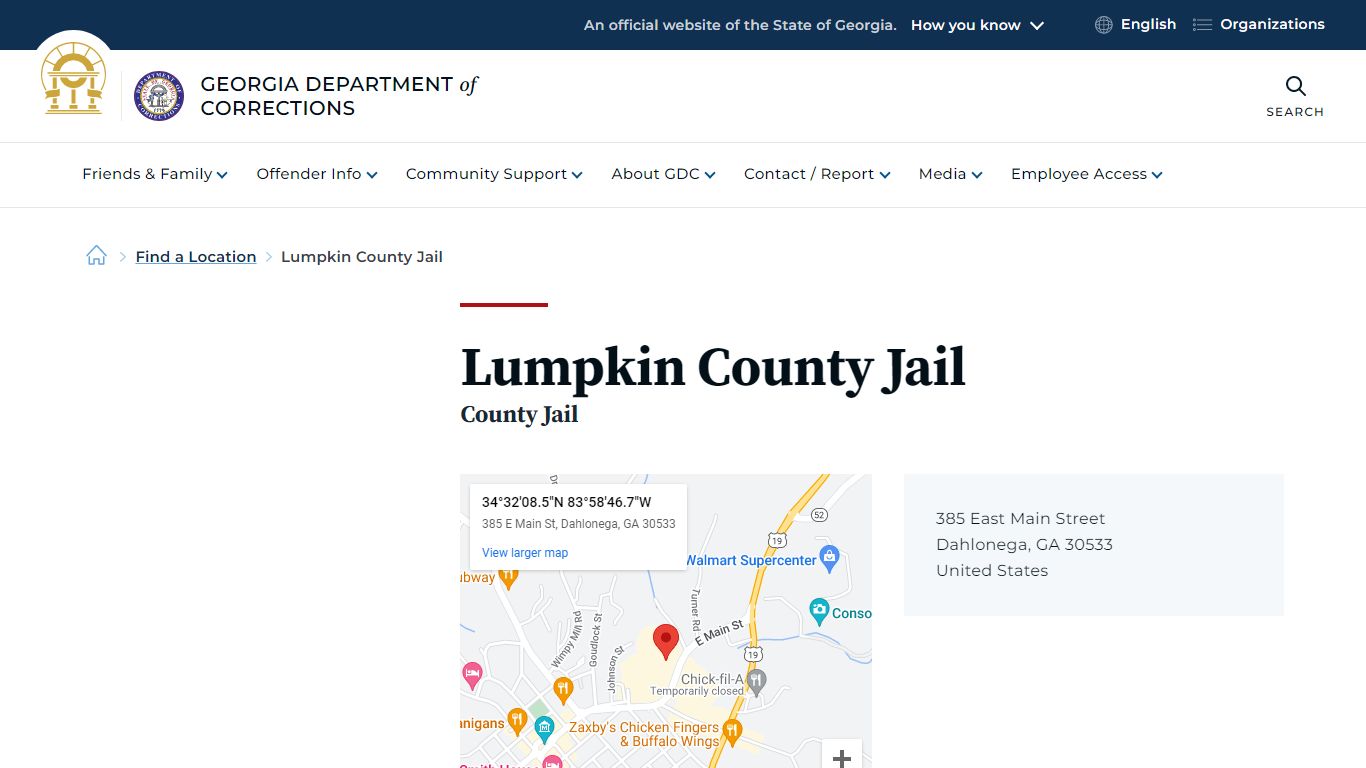 Lumpkin County Jail | Georgia Department of Corrections